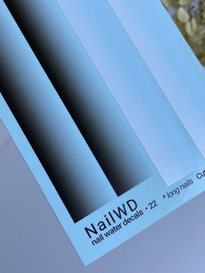 Nail Water Decal 22 NailWD | Water Slide Nail Decals with Black to White Gradient | Ombre Nail Art for Long Nails