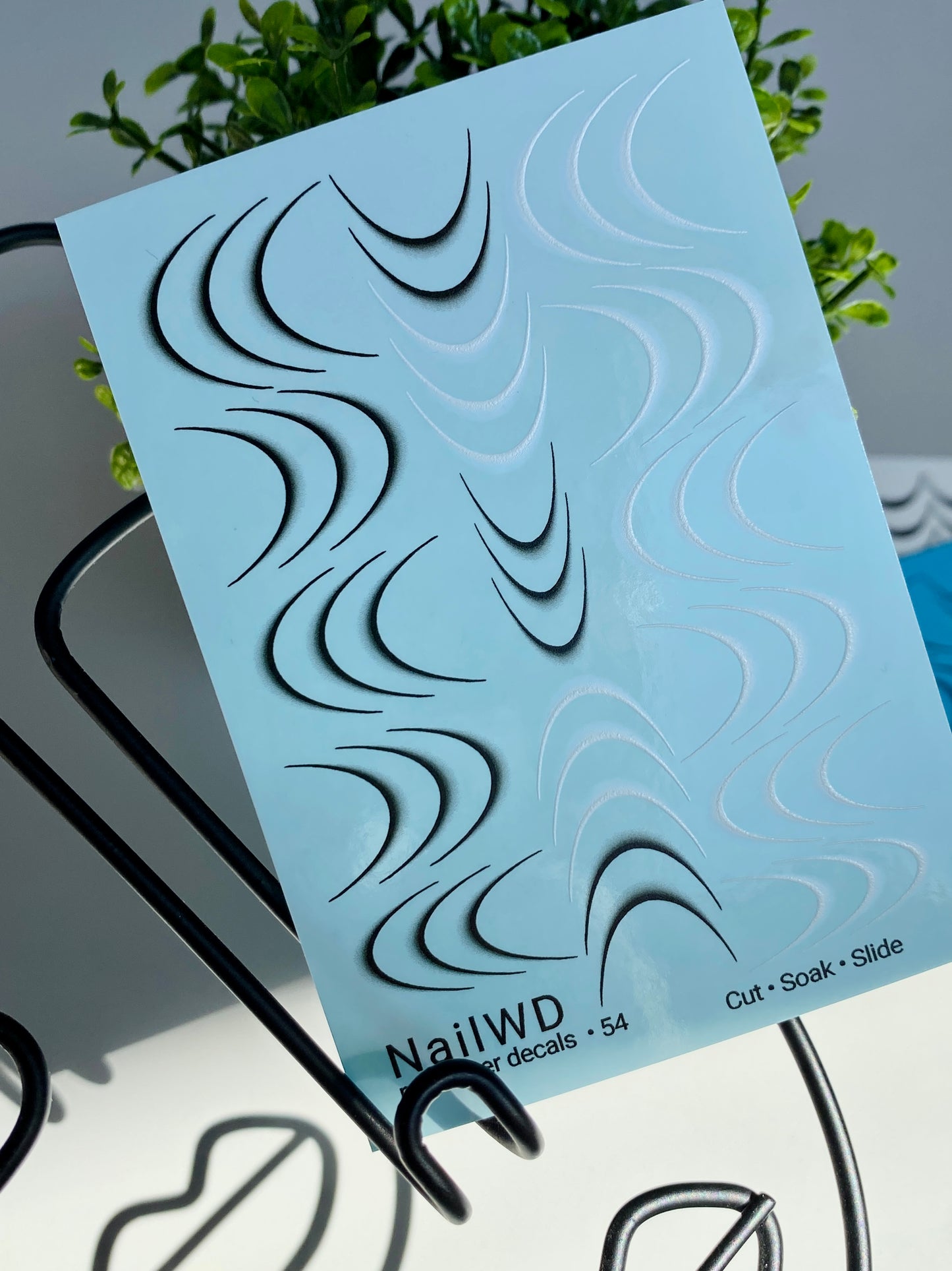 Köröm víz matrica 54 NailWD | Francia vízcsúsztatós köröm matricák | Merész fekete-fehér átmenetes körömvégek