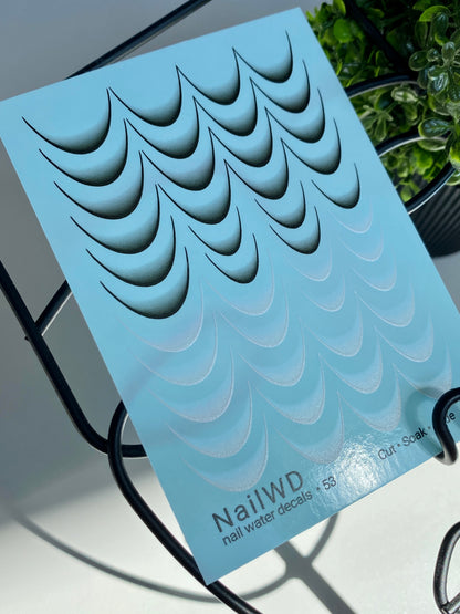 Nail Water Decal 53 NailWD | French Water Slide Nail Decals | Black & Grey Gradient Tips