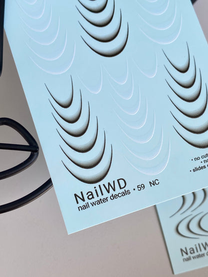 Водные наклейки для ногтей 59 NailWD | Французские водные слайдерные наклейки для ногтей | Смелые черно-белые градиентные кончики