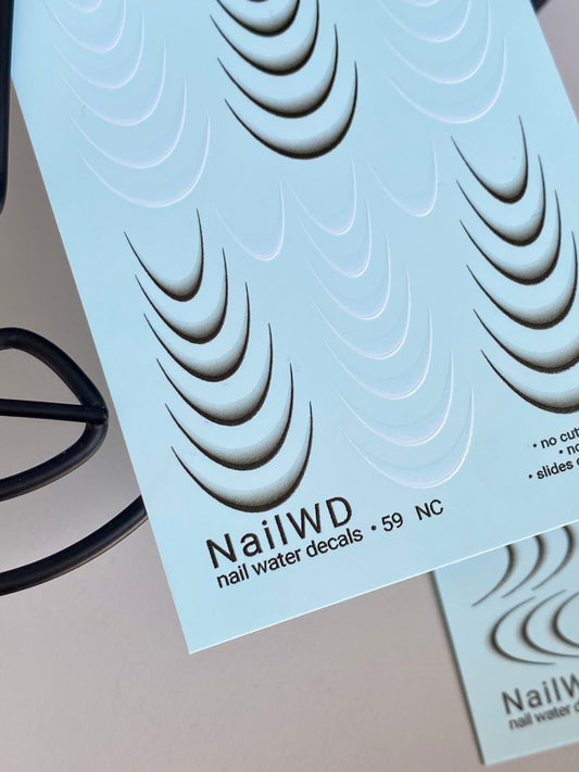 Nail Water Decal 59 NailWD | French Water Slide Nail Decals | Bold Black & White Gradient Tips