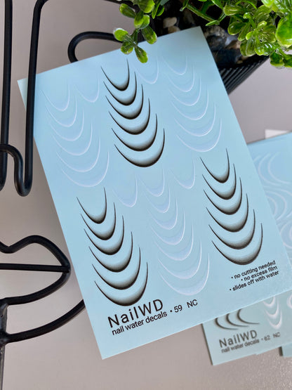 Водные наклейки для ногтей 59 NailWD | Французские водные слайдерные наклейки для ногтей | Смелые черно-белые градиентные кончики