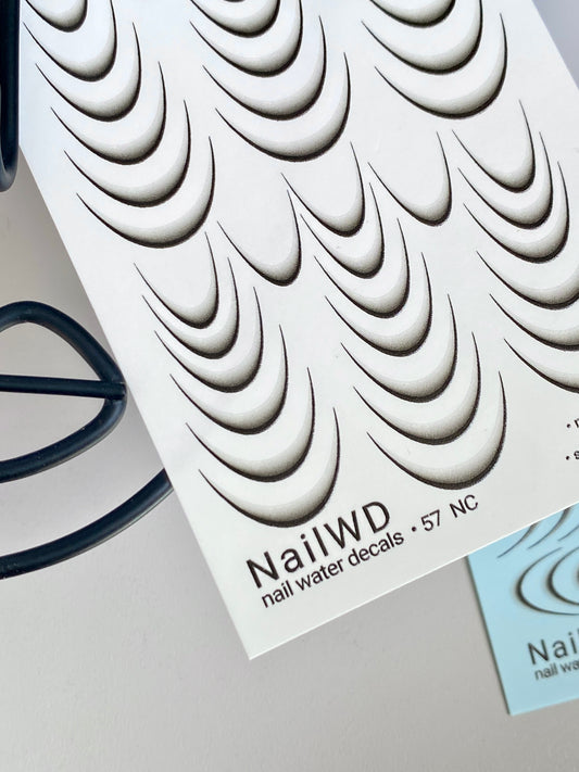 Nail Water Decal 57 NailWD | French Water Slide Nail Decals | Black Gradient French Tips