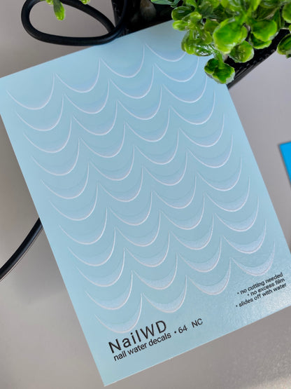 Nagel Water Decal 64 NailWD | Franse Water Slide Nagel Decals | Klassieke Witte Gradient Franse Tips