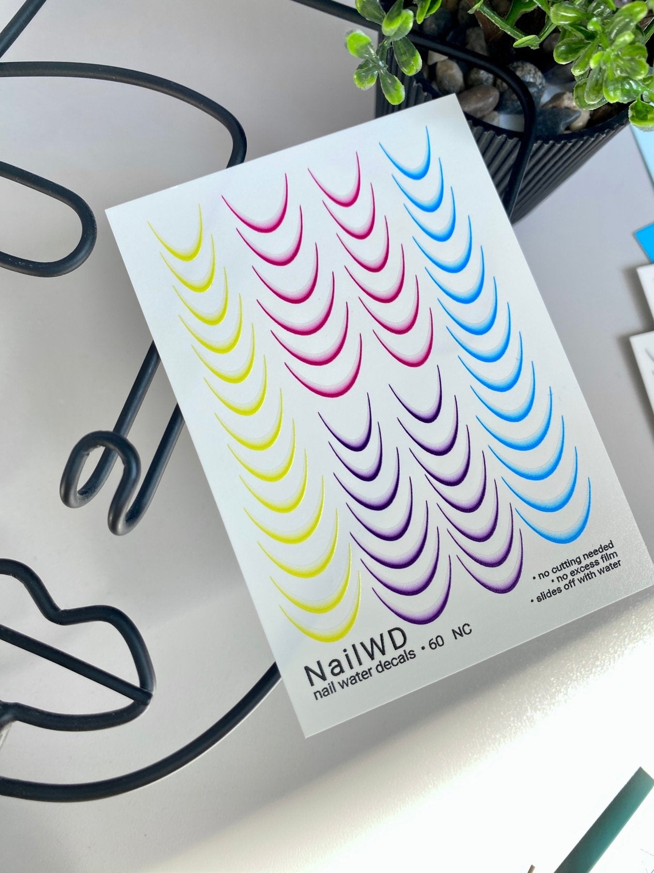 Nail Water Decal 60 NailWD | French Water Slide Nail Decals | Colorful French Tips Set