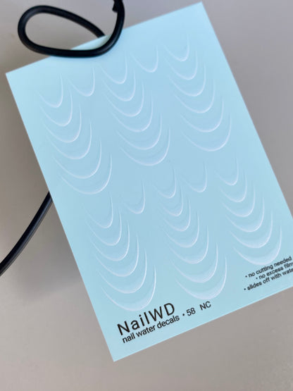 Водные наклейки для ногтей 58 NailWD | Французские водные слайдерные наклейки для ногтей | Мягкий белый градиент французских кончиков