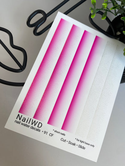 Nail Water Decal 91 NailWD | Water Slide Nail Decals Pink Ombre Gradient | French Fade Nail Art