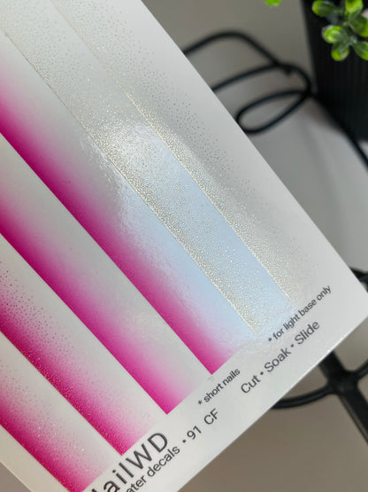 Nail Water Decal 91 NailWD | Water Slide Nail Decals Pink Ombre Gradient | French Fade Nail Art