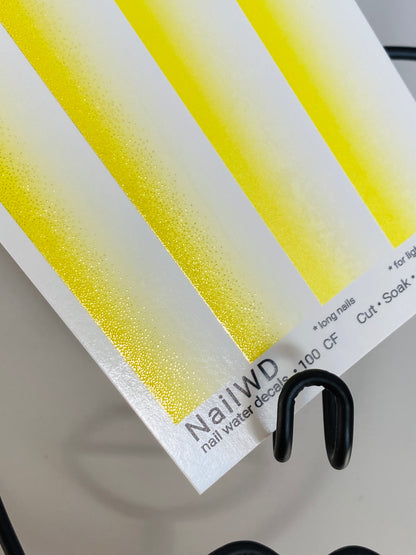 Nail Water Decal 100 NailWD | Water Slide Nail Decals Yellow White Ombre Gradient | Long Nail French Fade Design