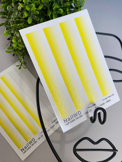 Nail Water Decal 100 NailWD | Water Slide Nail Decals Yellow White Ombre Gradient | Long Nail French Fade Design