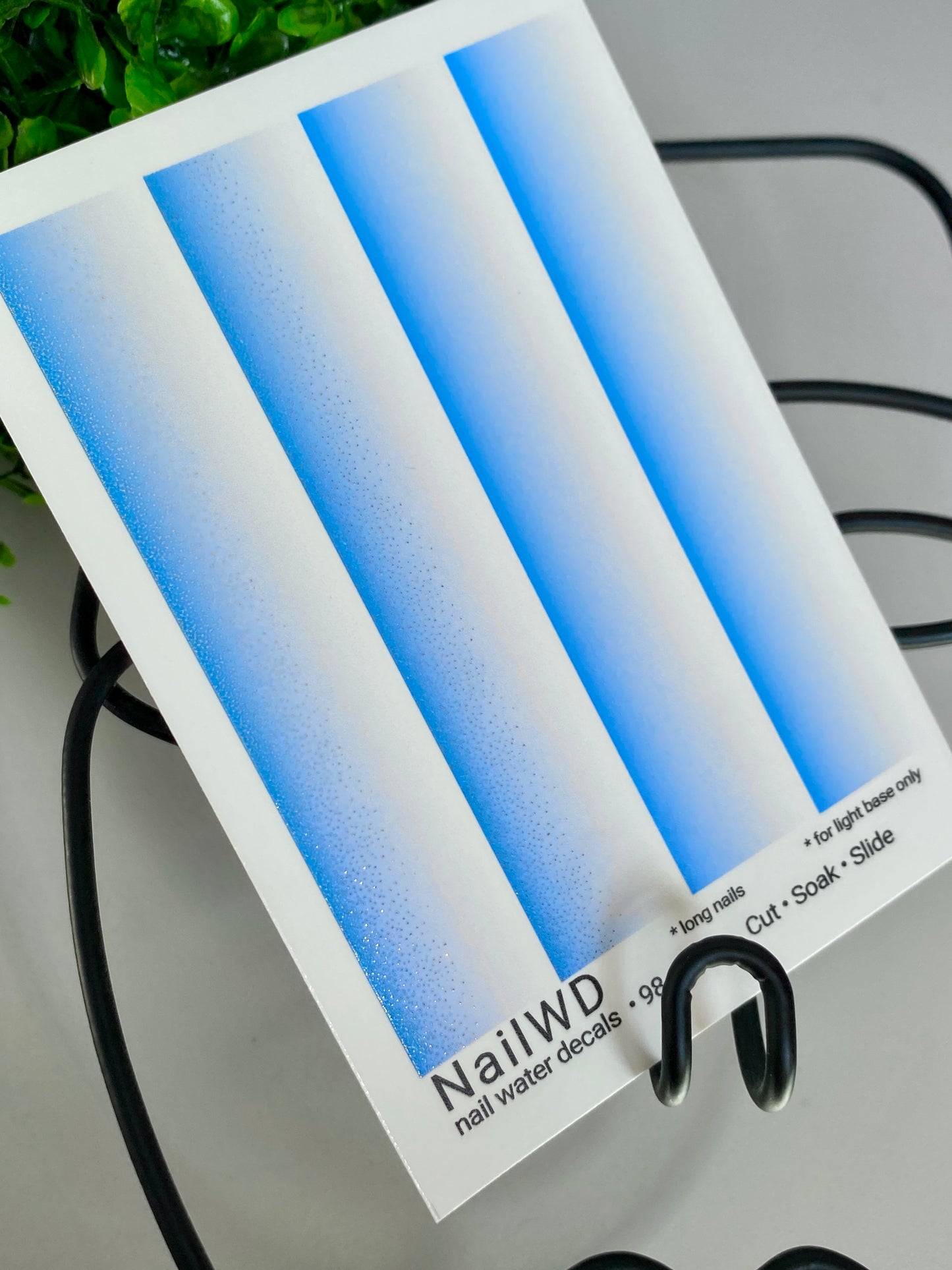 Nail Water Decal 98 NailWD | Water Slide Nail Decals Blue White Ombre Gradient | Long Nail French Fade