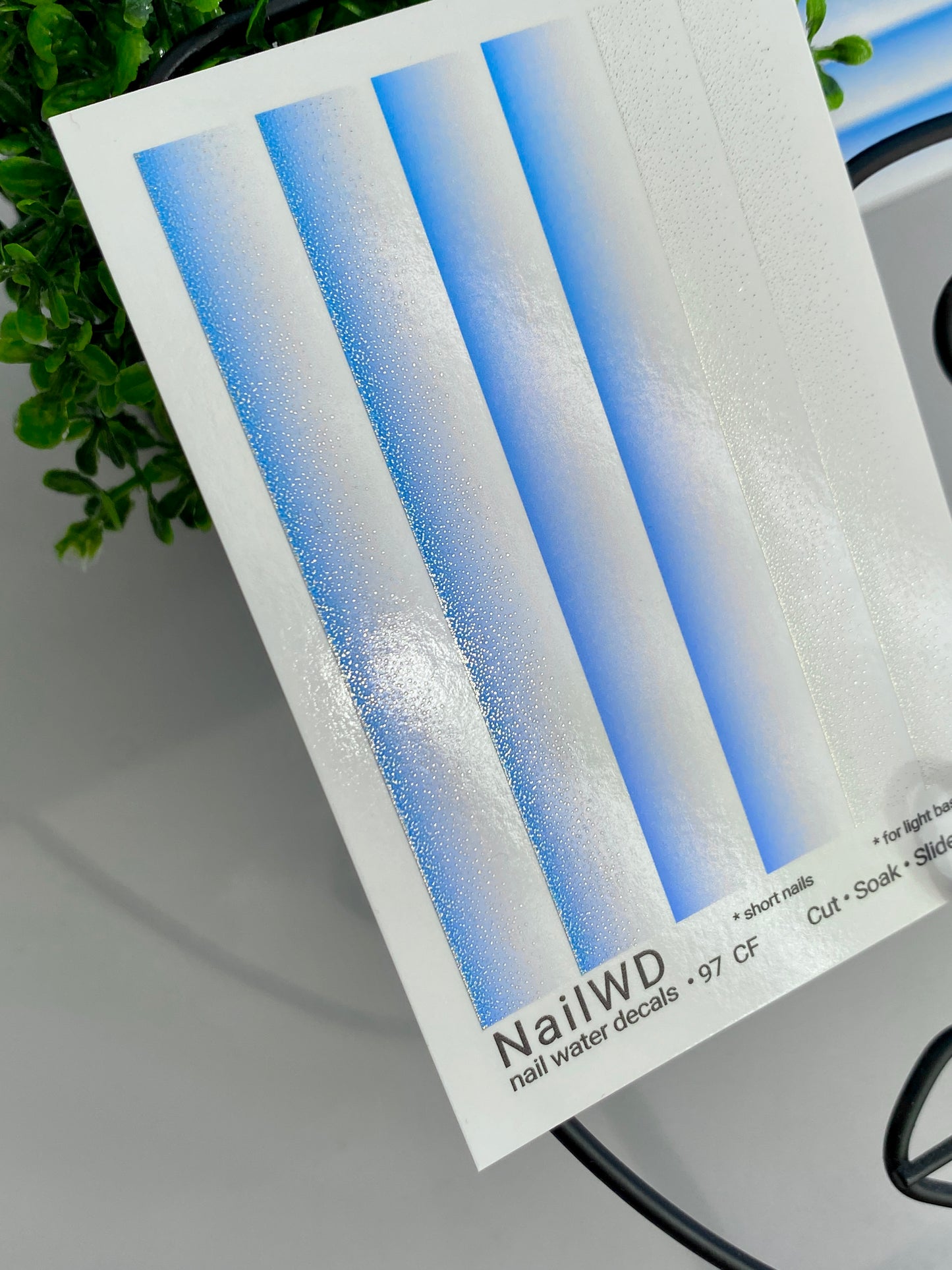 Nail Water Decal 97 NailWD | Water Slide Nail Decals Ombre Blue White Gradient | Elegant French Fade
