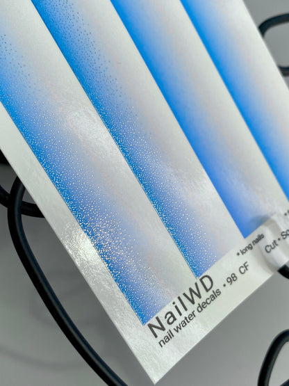 Nail Water Decal 98 NailWD | Water Slide Nail Decals Blue White Ombre Gradient | Long Nail French Fade