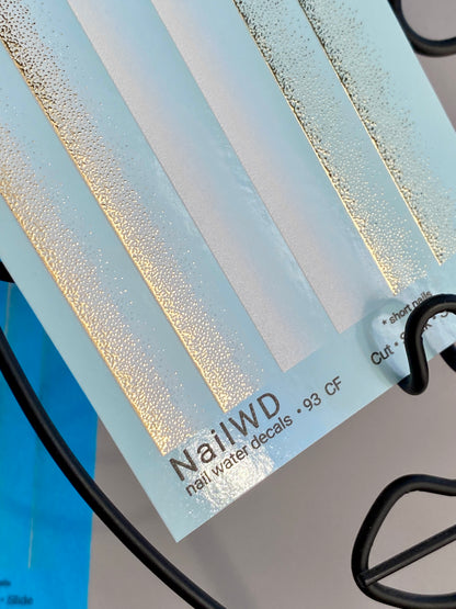 Nail Water Decal 93 NailWD | Water Slide Nail Decals White to Gold Gradient | Shimmer Ombre French