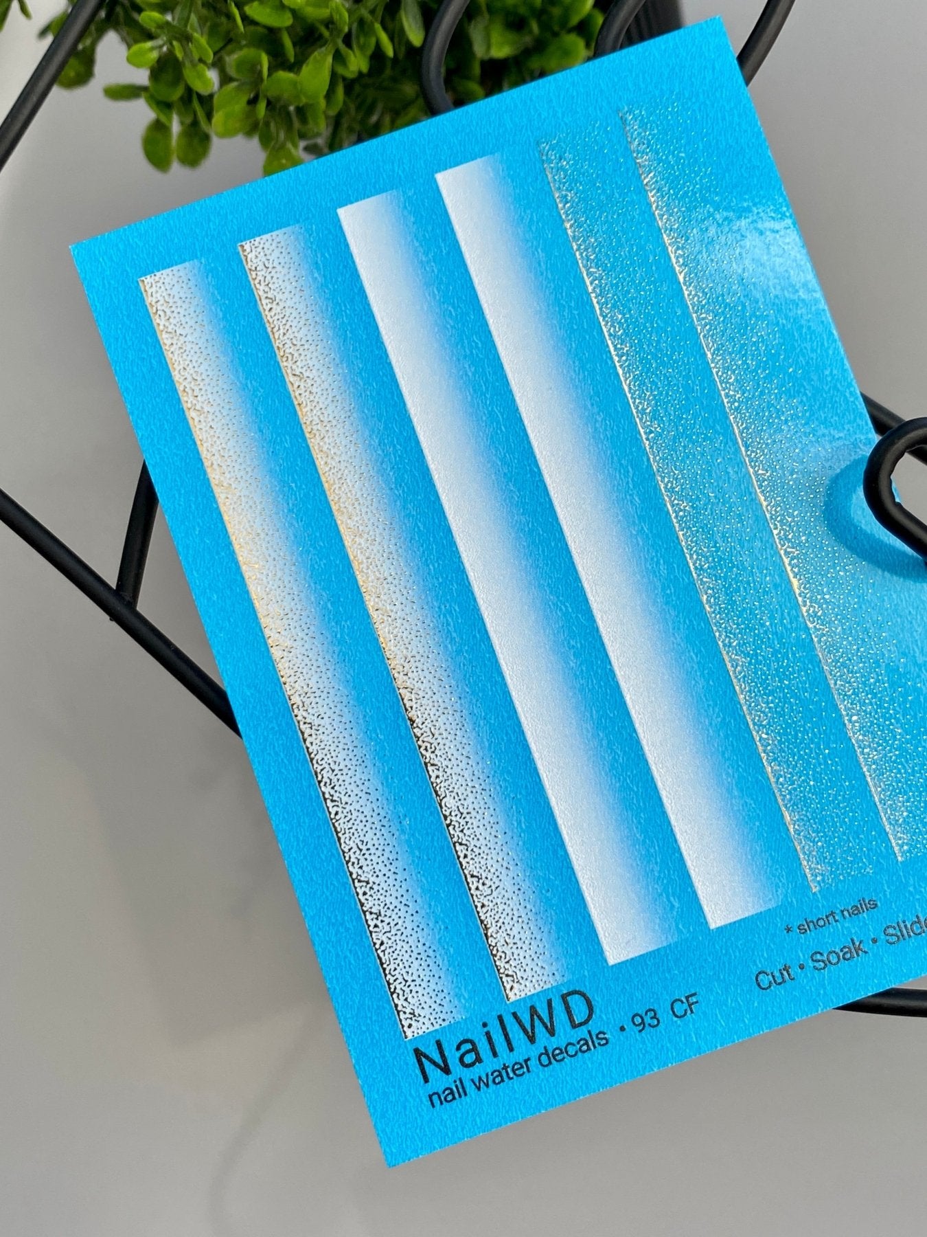 Nail Water Decal 93 NailWD | Water Slide Nail Decals White to Gold Gradient | Shimmer Ombre French