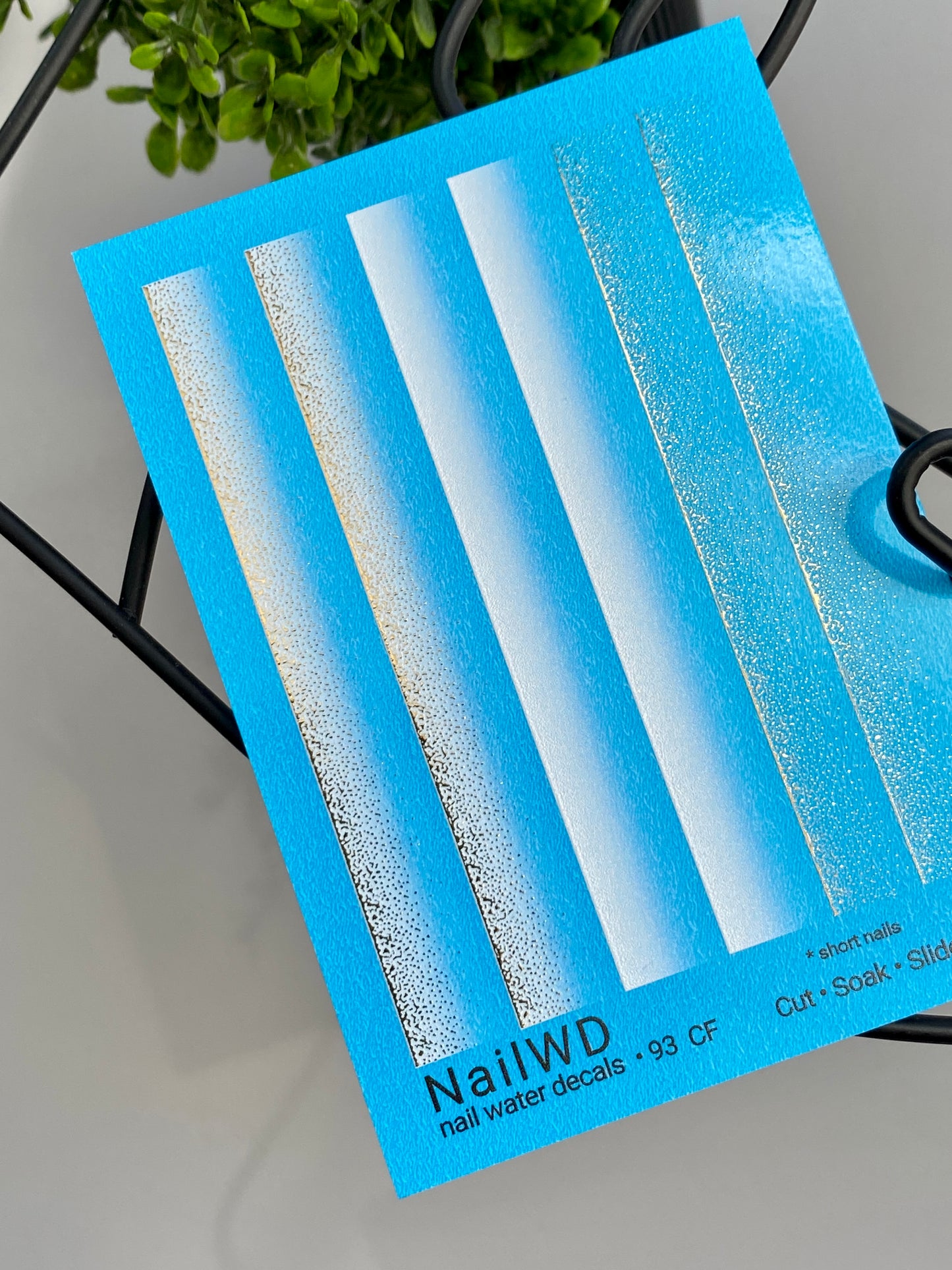 Nail Water Decal 93 NailWD | Water Slide Nail Decals White to Gold Gradient | Shimmer Ombre French