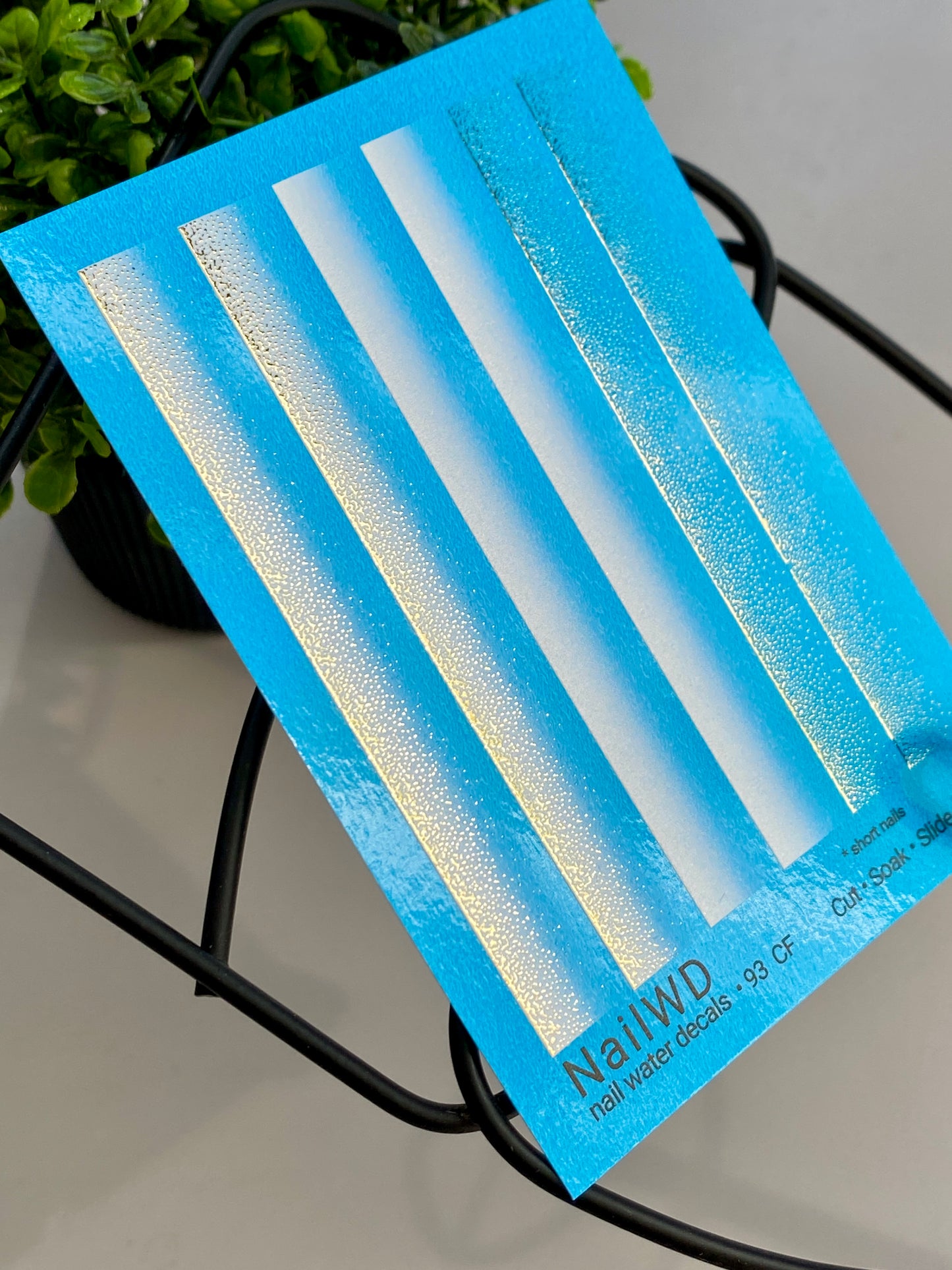 Nail Water Decal 93 NailWD | Water Slide Nail Decals White to Gold Gradient | Shimmer Ombre French