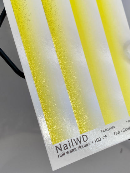 Nail Water Decal 100 NailWD | Water Slide Nail Decals Yellow White Ombre Gradient | Long Nail French Fade Design