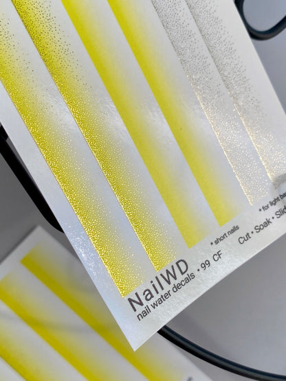 Decalcomanii de apă pentru unghii 99 NailWD | Decalcomanii pentru unghii cu alunecare pe apă degrade galben alb ombre | Degradare franceză luminoasă pentru unghii scurte