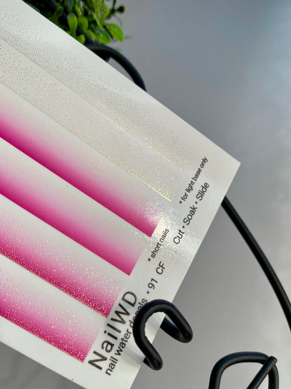 Nail Water Decal 91 NailWD | Water Slide Nail Decals Pink Ombre Gradient | French Fade Nail Art