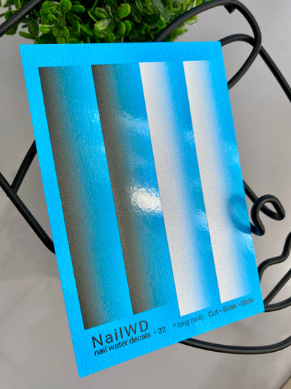 Nail Water Decal 22 NailWD | Water Slide Nail Decals with Black to White Gradient | Ombre Nail Art for Long Nails