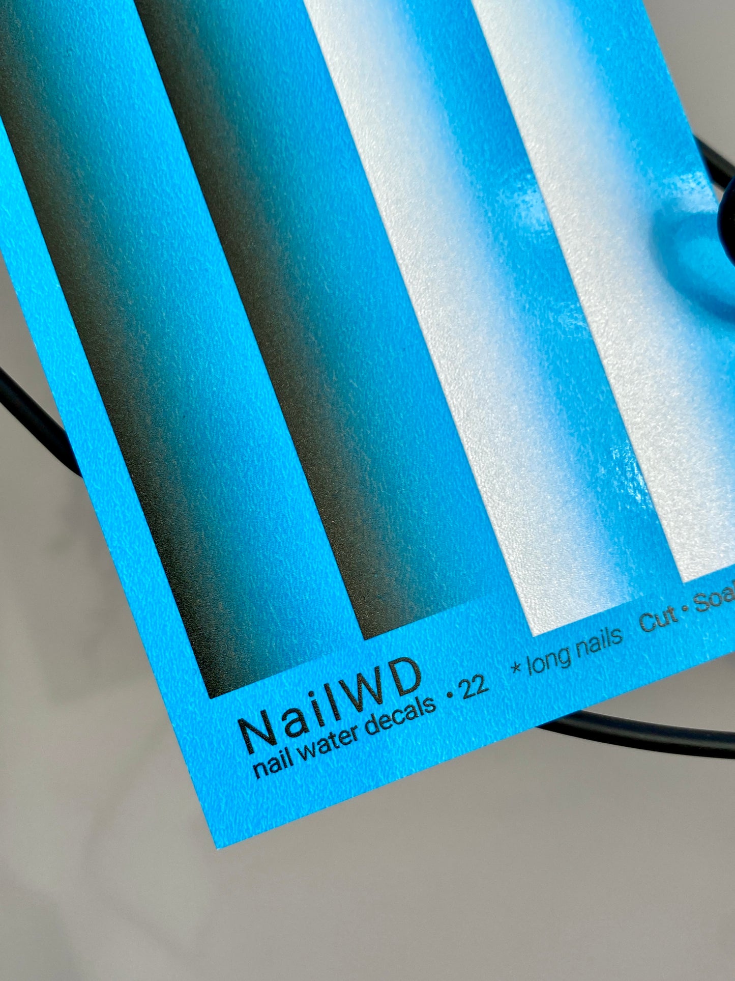 Nail Water Decal 22 NailWD | Water Slide Nail Decals with Black to White Gradient | Ombre Nail Art for Long Nails