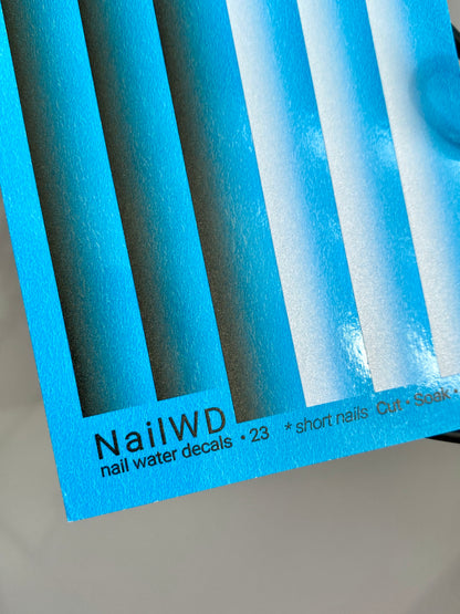 Nail Water Decal 23 NailWD | Water Slide Nail Decals with Black to White Gradient | Ombre Nail Art for Short Nails