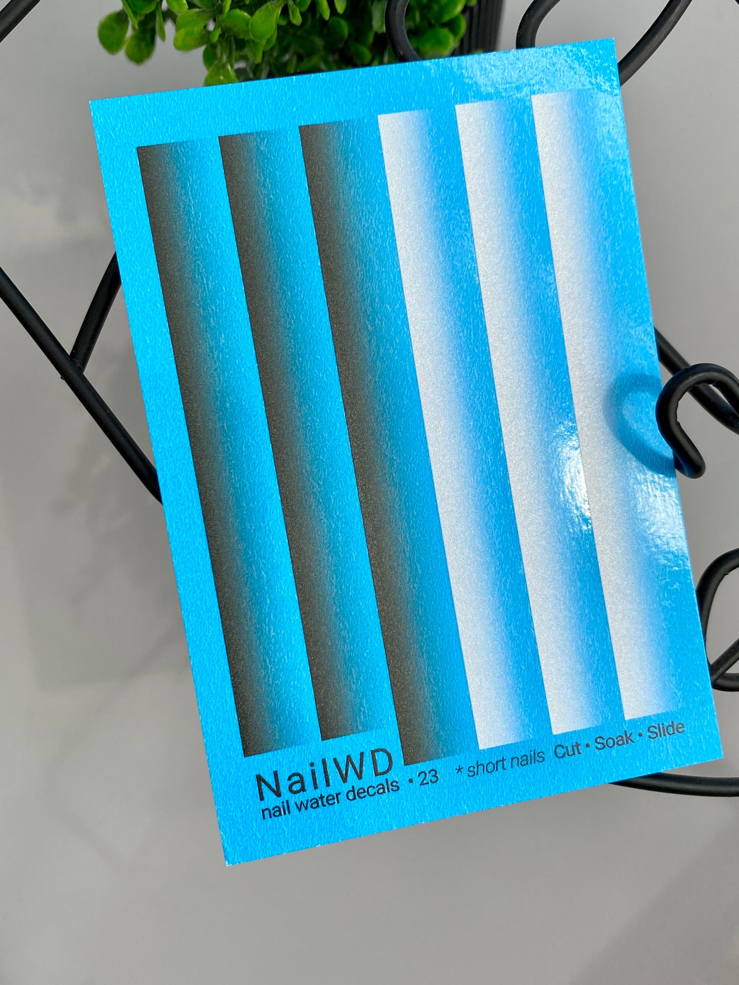 Nail Water Decal 23 NailWD | Water Slide Nail Decals with Black to White Gradient | Ombre Nail Art for Short Nails