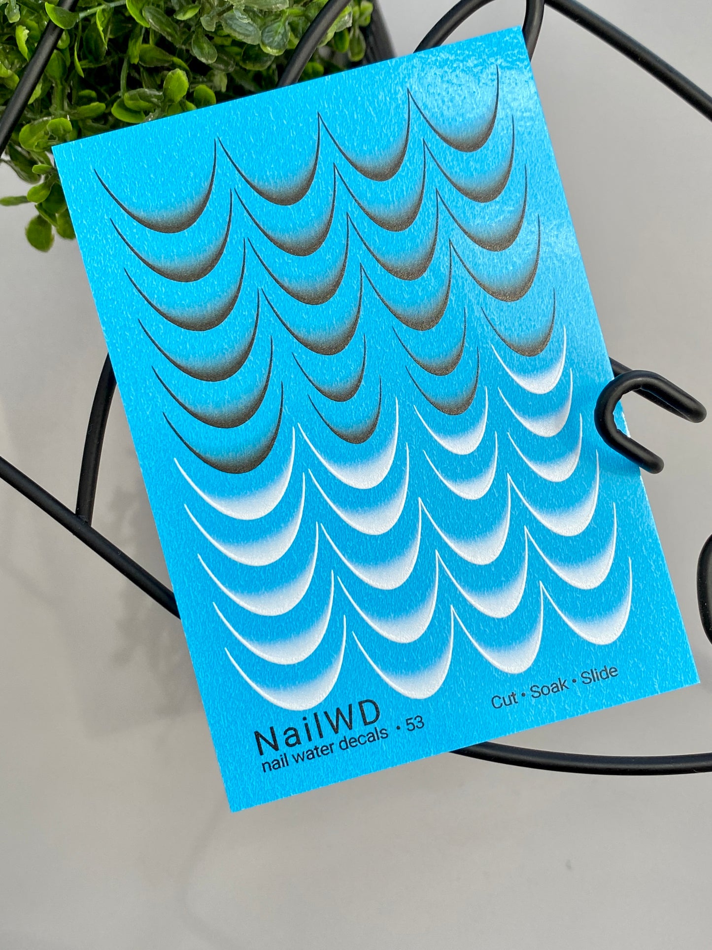 Nail Water Decal 53 NailWD | French Water Slide Nail Decals | Black & Grey Gradient Tips