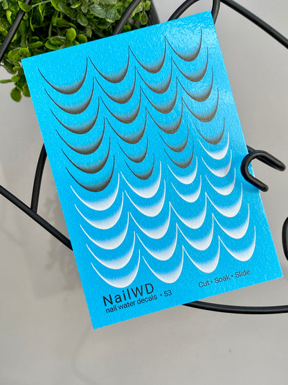 Nail Water Decal 53 NailWD | French Water Slide Nail Decals | Black & Grey Gradient Tips