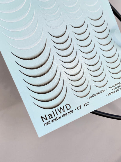 Водные наклейки для ногтей 67 NailWD | Водные слайдерные наклейки для ногтей французский маникюр | Градиент черно-белый с размером для педикюра UA Title