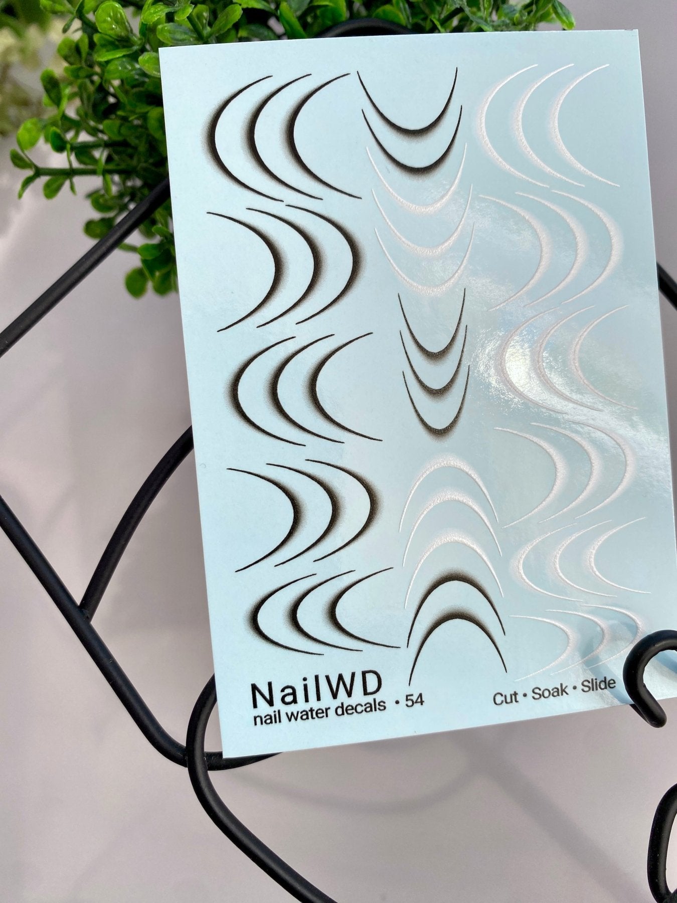 Nail Water Decal 54 NailWD | French Water Slide Nail Decals | Bold Black & White Gradient Tips