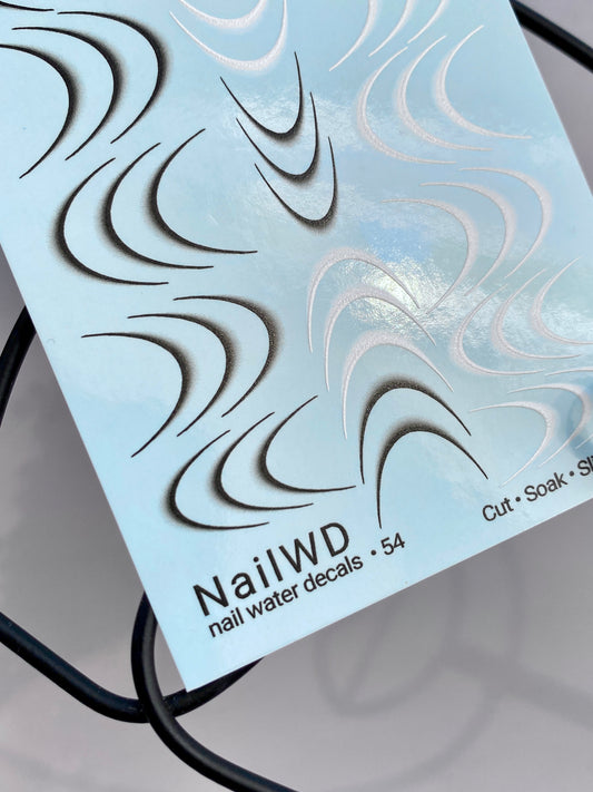 Nail Water Decal 54 NailWD | French Water Slide Nail Decals | Bold Black & White Gradient Tips