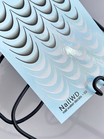 Nail Water Decal 53 NailWD | French Water Slide Nail Decals | Black & Grey Gradient Tips