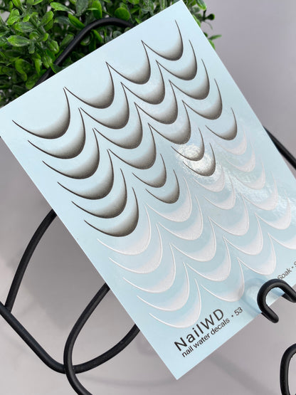 Nail Water Decal 53 NailWD | French Water Slide Nail Decals | Black & Grey Gradient Tips