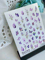 Nail Water Decal 76 NailWD | Water Slide Nail Decals Cupcakes, Lavender & Butterflies | Sweet Floral Art