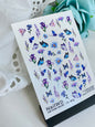 Nail Water Decal 75 NailWD | Water Slide Nail Decals Blue Butterflies & Lavender Flowers | Summer Floral Art