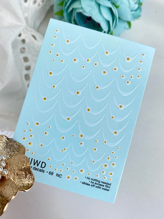 Nail Water Decal 68 NailWD | Water Slide Nail Decals Daisy Flowers | Delicate Floral Design