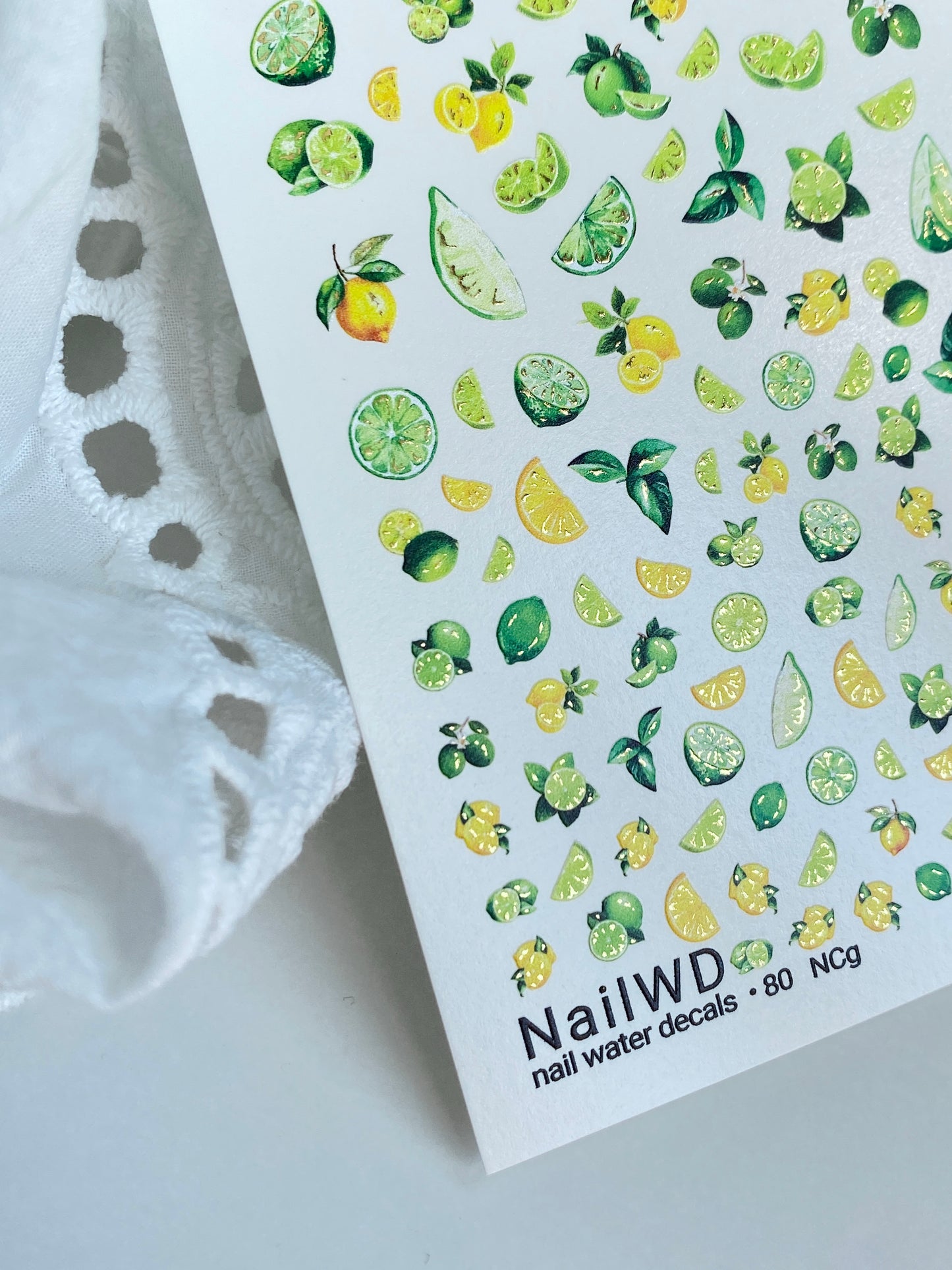 Nail Water Decal 80 NailWD | Water Slide Nail Decals Lemons & Limes | Fresh Summer Fruit Art