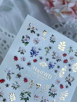 Nail Water Decal 160 Nail WD | Water Slide Nail Decals Floral Garden with Bees and Ladybugs | Nail Water Decals Spring Flowers Design