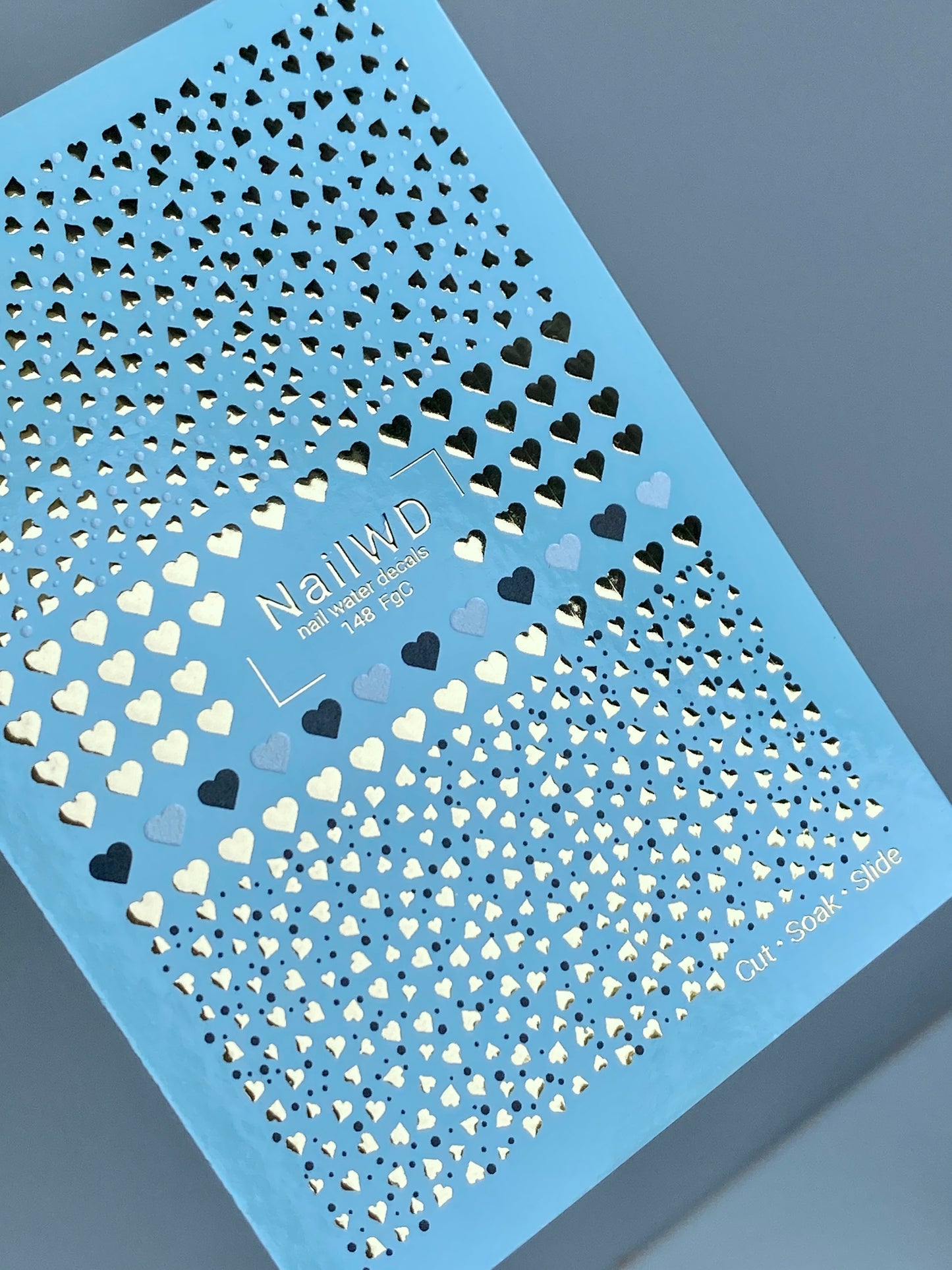 Nagu ūdens uzlīme 148 NailWD | Ūdens slīdēšanas nagu uzlīmes zelta un melni sirdis | Šiks romantisks nagu māksla