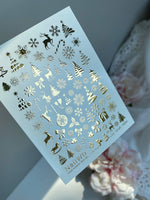 Nail Water Decal 28 NailWD | Water Slide Nail Decals with Gold Foil Christmas Patterns | Snowflakes, Trees, Reindeer & Holiday Accents - UASLIDER