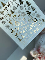 Nail Water Decal 28 NailWD | Water Slide Nail Decals with Gold Foil Christmas Patterns | Snowflakes, Trees, Reindeer & Holiday Accents - UASLIDER