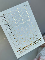 Nail Water Decal 13 NailWD | French Water Slide Nail Decals with Gold Hearts | Romantic French Line Nail Art - UASLIDER