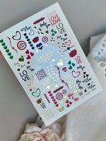 Nail Water Decal 159 Nail WD | Water Slide Nail Decals Love Letters | Nail Water Decals Valentine Hearts Design