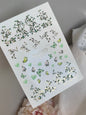 Nail Water Decal 140 NailWD | Water Slide Nail Decals Green Butterflies & Flowers | Botanical Romantic Design