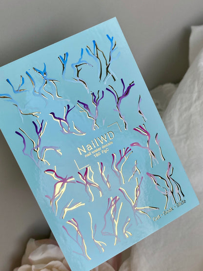 Nail Water Decal 180 Nail WD | Water Slide Nail Decals Abstract Colorful Branch Lines | Nail Water Decals Artistic Gradient Stems