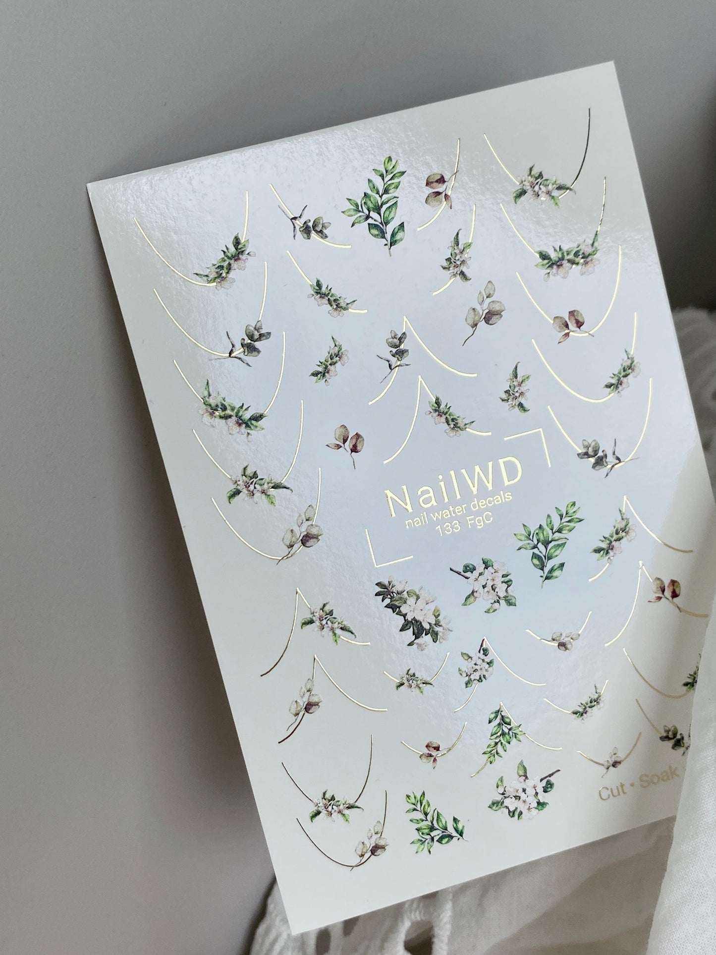 Küünte veekleebis 133 NailWD | Veeliuguri küünte kleebised rohelus prantsuse | Botaaniline minimalistlik disain