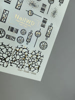 Nail Water Decal 145 NailWD | Water Slide Nail Decals Geometric Abstract | Modern Black & Gold Patterns