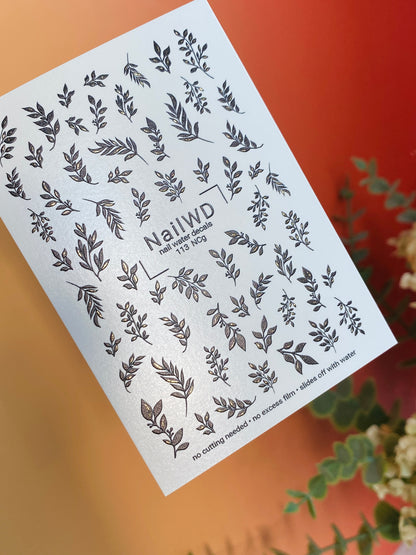 Nagel Wasserabziehbild 113 NailWD | Wasserfolien Nagelaufkleber Schwarze Äste | Minimalistisches Nageldesign